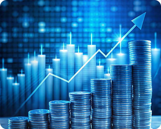 Graphique financier avec croissance